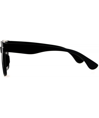 Rectangular Plastic Oversize Horn Rim Geeky Nerd Sunglasses - All Black - CN18D3LUE25 $23.89