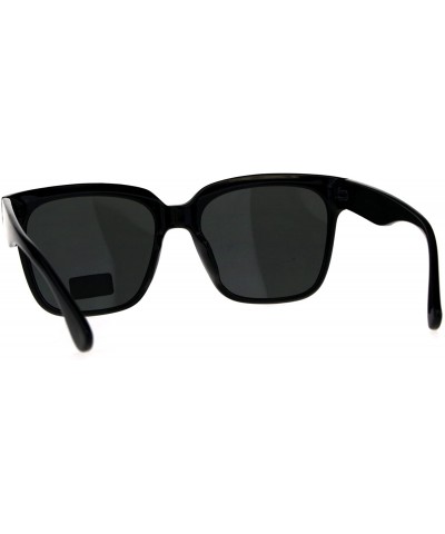 Rectangular Plastic Oversize Horn Rim Geeky Nerd Sunglasses - All Black - CN18D3LUE25 $13.65