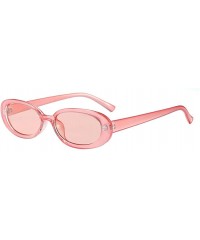 Oval Women's Fashion UV400 Small Oval Sunglasses and Glasses Case for Women - Red - CV18G8IHDGZ $7.79
