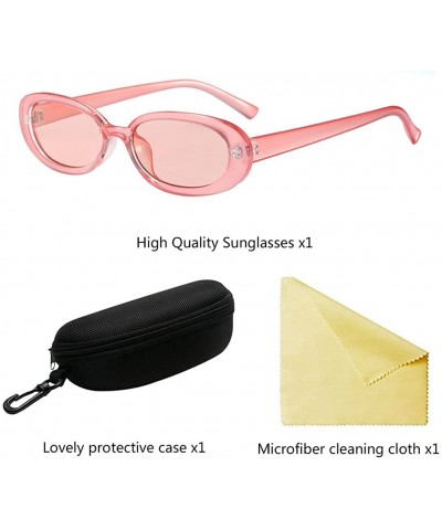 Oval Women's Fashion UV400 Small Oval Sunglasses and Glasses Case for Women - Red - CV18G8IHDGZ $7.79