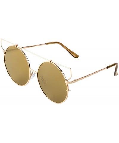 Aviator Mod Flat Top Aviator Sunglasses Mirrored Flat Lens Mens Womens Fashion - Copper - CY17YH67I9H $10.46