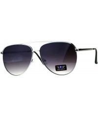 Aviator Air Force Aviator Sunglasses Unisex Flat Top Pilot Aviators UV 400 - Silver (Smoke) - CU18E6KTXW6 $9.64