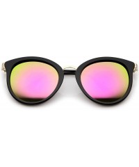 Cat Eye Modern Slim Metal Temple Colored Mirror Lens Cat Eye Sunglasses 54mm - Black-gold / Magenta Mirror - CH12O1LY5L9 $11.52