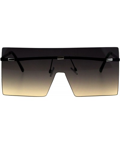 Oversized Futuristic Rimless Shield Oceanic Gradient Robotic Metal Rim Sunglasses - Silver Brown Smoke - CN18GM93IQC $14.41