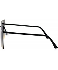 Oversized Futuristic Rimless Shield Oceanic Gradient Robotic Metal Rim Sunglasses - Silver Brown Smoke - CN18GM93IQC $14.41