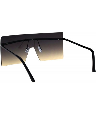 Oversized Futuristic Rimless Shield Oceanic Gradient Robotic Metal Rim Sunglasses - Silver Brown Smoke - CN18GM93IQC $14.41