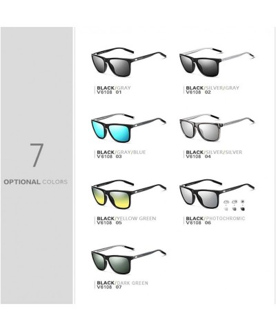 Rectangular Unisex Retro Sunglasses Polarized Lens Vintage Eyewear Accessories Sun Glasses for Men Women - Photochromic - CF1...