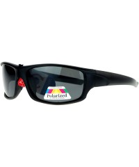 Wrap Mens Polarized Lens Sunglasses Oval Rectangular Wrap Sports Fashion - Matte Black - CF18060HS6U $14.15