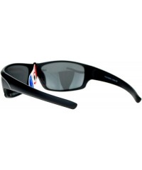 Wrap Mens Polarized Lens Sunglasses Oval Rectangular Wrap Sports Fashion - Matte Black - CF18060HS6U $14.15