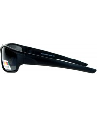 Wrap Mens Polarized Lens Sunglasses Oval Rectangular Wrap Sports Fashion - Matte Black - CF18060HS6U $14.15