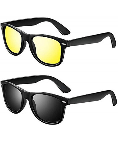 Rectangular Polarized Sunglasses for Men Unisex 2pack - Polarized Sunglasses Men and Women Sunglasses K1911 (black&yellow) - ...