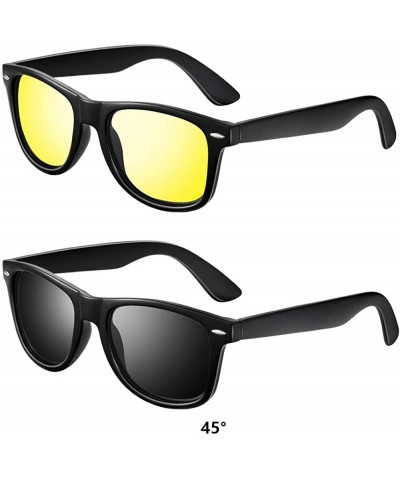 Rectangular Polarized Sunglasses for Men Unisex 2pack - Polarized Sunglasses Men and Women Sunglasses K1911 (black&yellow) - ...