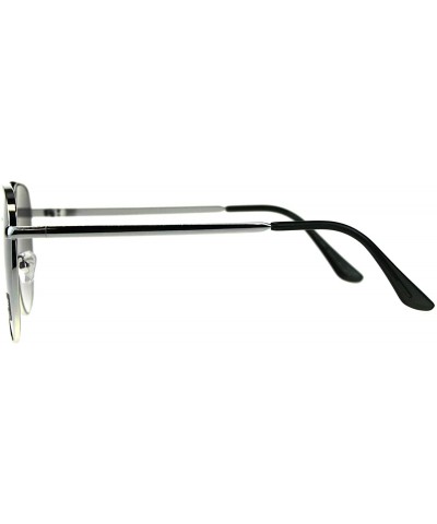 Aviator Air Force Aviator Sunglasses Unisex Flat Top Pilot Aviators UV 400 - Silver (Smoke) - CU18E6KTXW6 $22.21