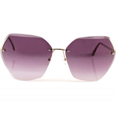 Rimless Women's Oversize Rimless Sunglasses Two Tone Gradient Lens A011 - Gold/ Plum - C518KWHS4RU $23.89