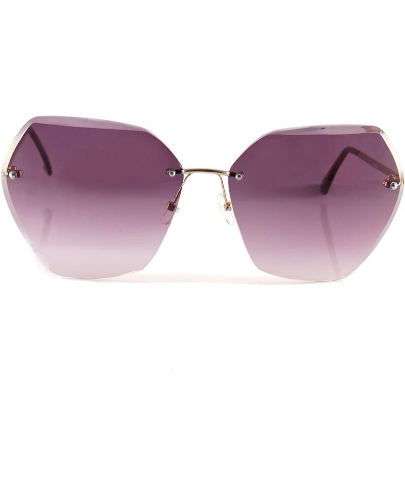 Rimless Women's Oversize Rimless Sunglasses Two Tone Gradient Lens A011 - Gold/ Plum - C518KWHS4RU $10.51