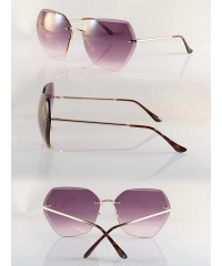 Rimless Women's Oversize Rimless Sunglasses Two Tone Gradient Lens A011 - Gold/ Plum - C518KWHS4RU $23.25