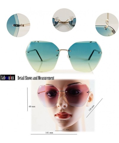 Rimless Women's Oversize Rimless Sunglasses Two Tone Gradient Lens A011 - Gold/ Plum - C518KWHS4RU $23.25
