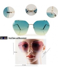 Rimless Women's Oversize Rimless Sunglasses Two Tone Gradient Lens A011 - Gold/ Plum - C518KWHS4RU $10.51