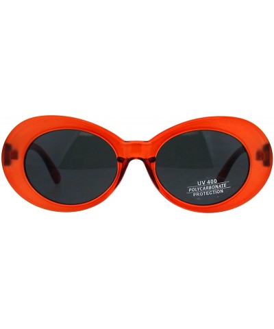 Oval Womens Vintage Fashion Sunglasses Oval Frame Half Shiny Half Matted UV 400 - Orange (Black) - C118C7TIWI4 $20.88