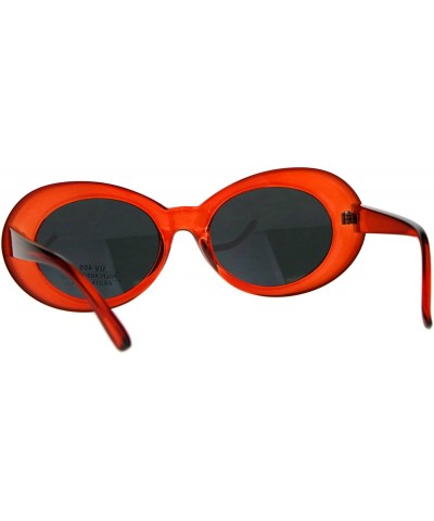 Oval Womens Vintage Fashion Sunglasses Oval Frame Half Shiny Half Matted UV 400 - Orange (Black) - C118C7TIWI4 $8.58
