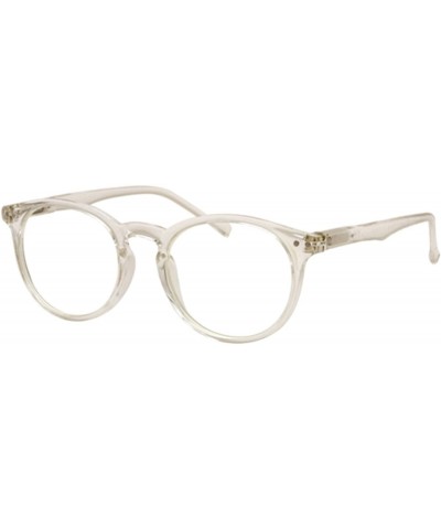 Round shoolboy fullRim Lightweight Reading spring hinge Glasses - Shiny Clear - C417XE6Q597 $31.87