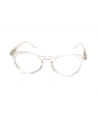 Round shoolboy fullRim Lightweight Reading spring hinge Glasses - Shiny Clear - C417XE6Q597 $15.30