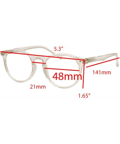 Round shoolboy fullRim Lightweight Reading spring hinge Glasses - Shiny Clear - C417XE6Q597 $15.30