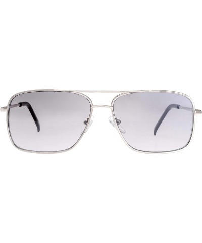 Square Lightweight Beach Rectangular Metal Sunglasses UV400 Protection - Gift Box Packaged - 01-silver - CT18Y6GUW2K $21.94