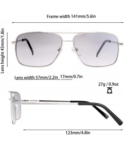 Square Lightweight Beach Rectangular Metal Sunglasses UV400 Protection - Gift Box Packaged - 01-silver - CT18Y6GUW2K $11.41