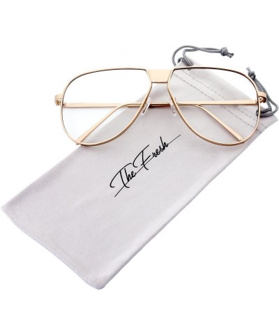 Aviator Fashion Designer Metal Frame Clear Lens Aviator Sunglasses Gift Box - CC185KA7AWI $20.83