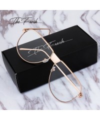 Aviator Fashion Designer Metal Frame Clear Lens Aviator Sunglasses Gift Box - CC185KA7AWI $8.33