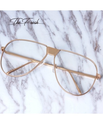 Aviator Fashion Designer Metal Frame Clear Lens Aviator Sunglasses Gift Box - CC185KA7AWI $8.33