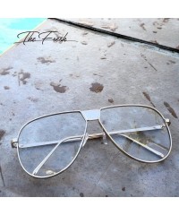 Aviator Fashion Designer Metal Frame Clear Lens Aviator Sunglasses Gift Box - CC185KA7AWI $8.33