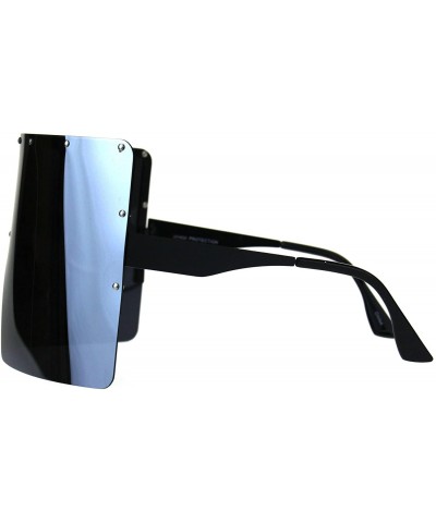 Shield Polarized Mirror Lens Visor Shield Sunglasses Oversized Sun Cover Shades UV 400 - Black (Silver Mirror) - CC180WSYAI3 ...