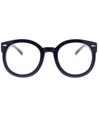 Oversized Women's Designer Inspired Oversized Round Circle Sunglasses Mod Fashion - Black - Clear Lens - CL12CIII3TX $9.31