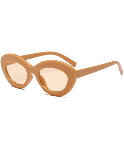 Oval Sunglasses Oval Sunglasses Men and women Fashion Retro Sunglasses - Yellow - CW18LL9YAEY $17.67