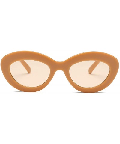 Oval Sunglasses Oval Sunglasses Men and women Fashion Retro Sunglasses - Yellow - CW18LL9YAEY $8.03