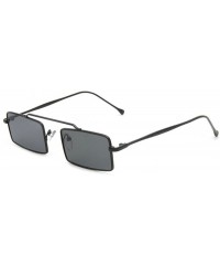 Rectangular Fashion Vintage Rectangular Summer Stylish Sunglasses Metal Frame Black Red Lens - Black - C718E5GCG2H $12.99