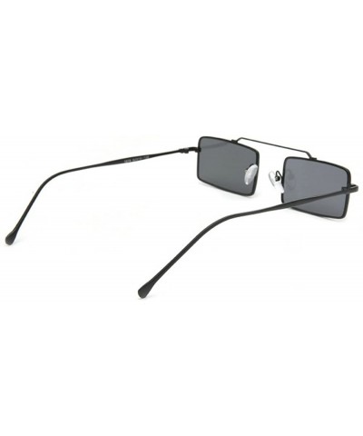 Rectangular Fashion Vintage Rectangular Summer Stylish Sunglasses Metal Frame Black Red Lens - Black - C718E5GCG2H $12.99
