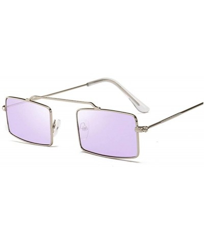 Rimless Square Purple Sunglasses Women Trend Metal Frame Small Sun Glasses Female Vintage Rectangular Skinny - CB198ZLOWNM $6...