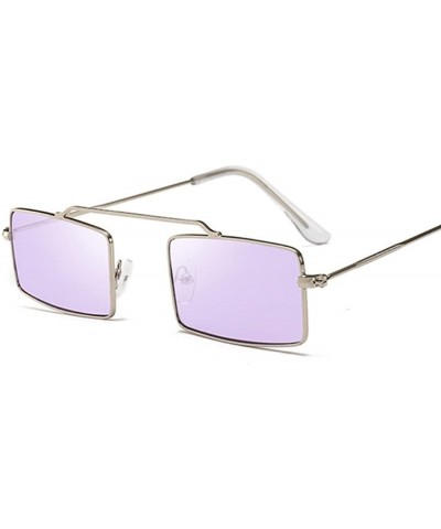 Rimless Square Purple Sunglasses Women Trend Metal Frame Small Sun Glasses Female Vintage Rectangular Skinny - CB198ZLOWNM $2...