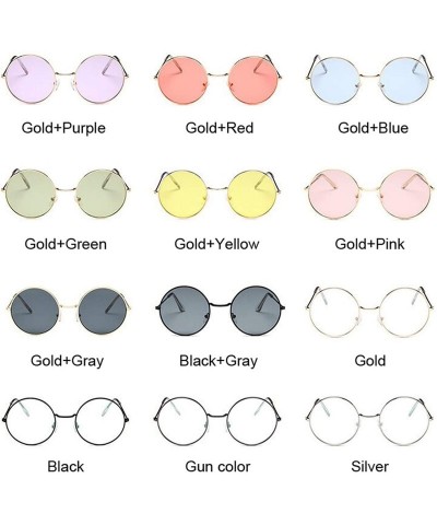 Round Round Small Sunglasses Women Er Vintage Metal Cheap Sun Glasses Female Retro Circle Eyewear - Blackgray - CF198AIDX4H $...