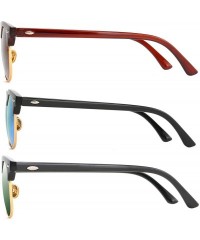 Semi-rimless Polarized Sunglasses Women Men Semi Rimless Frame Retro Sunglasses - Brown+blue+green - CO18I998EMR $17.70