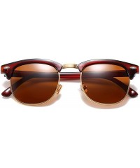 Semi-rimless Polarized Sunglasses Women Men Semi Rimless Frame Retro Sunglasses - Brown+blue+green - CO18I998EMR $17.70