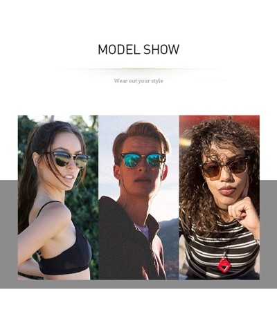 Semi-rimless Polarized Sunglasses Women Men Semi Rimless Frame Retro Sunglasses - Brown+blue+green - CO18I998EMR $17.70