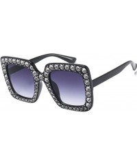 Square Fashion Classic Square Frame Shiny Rhinestone UV400 Sunglasses Women Eyewear Anti Uv Sunglass Gray - Gray - CU18TL30M7...