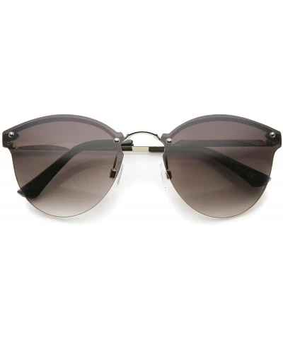 Cat Eye Womens Fashion Lightweight Rimless Metal Temple Cat Eye Sunglasses - Silver-black / Lavender - C512G0QN0QZ $20.60