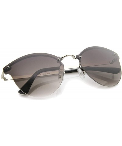 Cat Eye Womens Fashion Lightweight Rimless Metal Temple Cat Eye Sunglasses - Silver-black / Lavender - C512G0QN0QZ $10.44