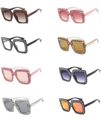 Square Fashion Classic Square Frame Shiny Rhinestone UV400 Sunglasses Women Eyewear Anti Uv Sunglass Gray - Gray - CU18TL30M7...