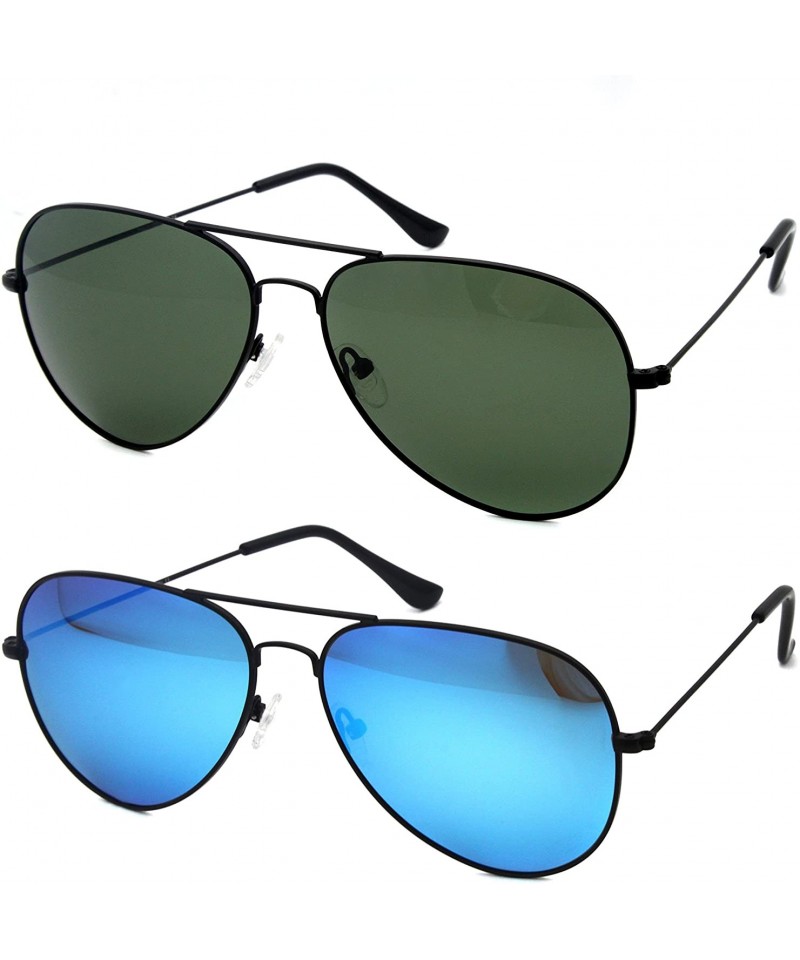 Aviator Metal Sunglasses Fashion UV400 Polarized Lens - Black Frame / Green Lens + Black Frame / Icy Blue Lens - CK18657I406 ...